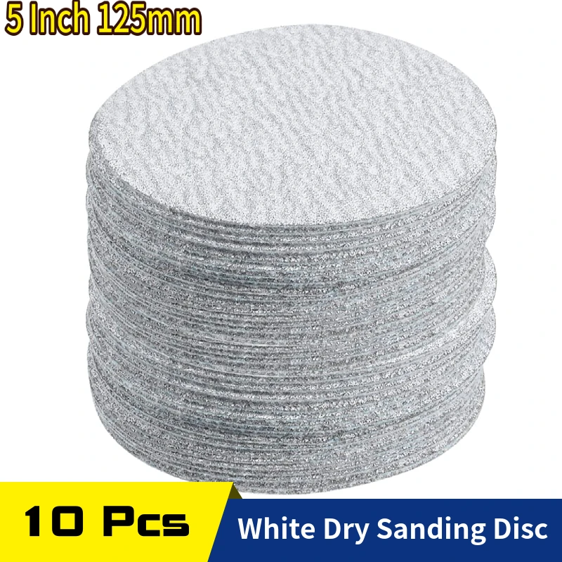 10Pcs Sandpaper 5 Inch 125MM Aluminium Oxide  60 to 1200 Grits Hook and Loop Sanding Disc for Metal & Automotive Wood Sanding