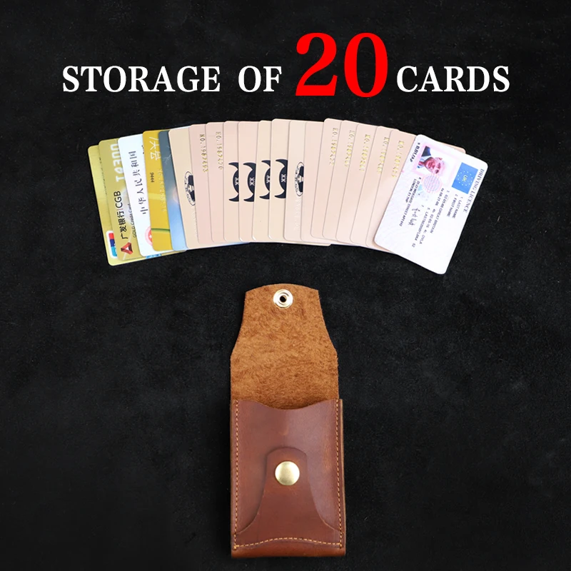 Mini Cowhide Card Wallet For Men Handmade Genuine Leather Credit Business ID Card Holder Bag Portable Coin Purse Money Pouch