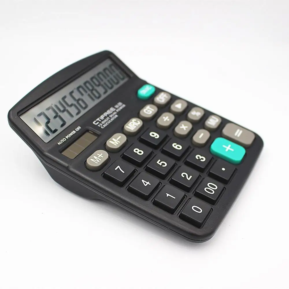 12 Digit Desk Calculator Large Buttons Financial Business Accounting Tool M-28 Black Color Big Size Solar and Battery Power