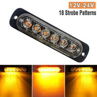1X Truck LED Strobe Police Warning Light 6SMD Grille Flashing Side Light Bar Car Trailer Beacon Lamp Amber Traffic Light 12V 24V