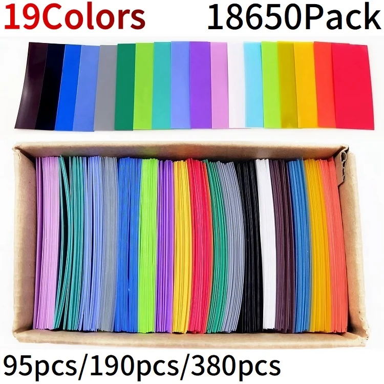 18650 bateria taśma filmowa rurka termokurczliwa PVC wstępnie nacięty rękaw kurczliwy 19 kolor zestaw rurki chroń osłona na rury na baterie Wrap