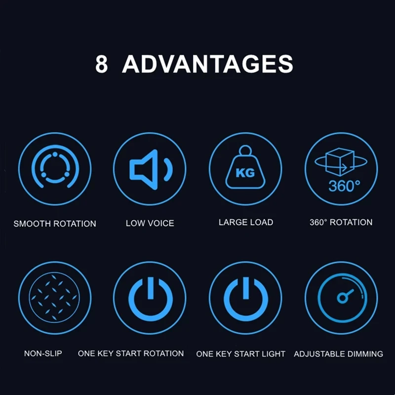 15/20/30 Electric Noiseless Rotary Table 360° Full Screen Illuminated Turntable 10-20KG Load Exhibition Rotating Display Stand