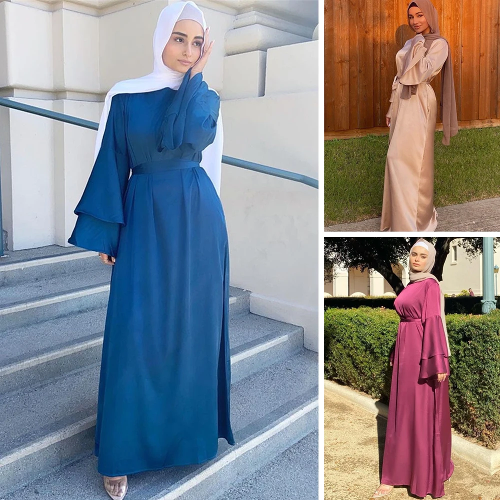 

Kaftan Turkey Long Abaya Dress Women Muslim Arab Islamic Clothing Eid Ramadan Flare Sleeve Dubai Caftan Musulmane Middle East