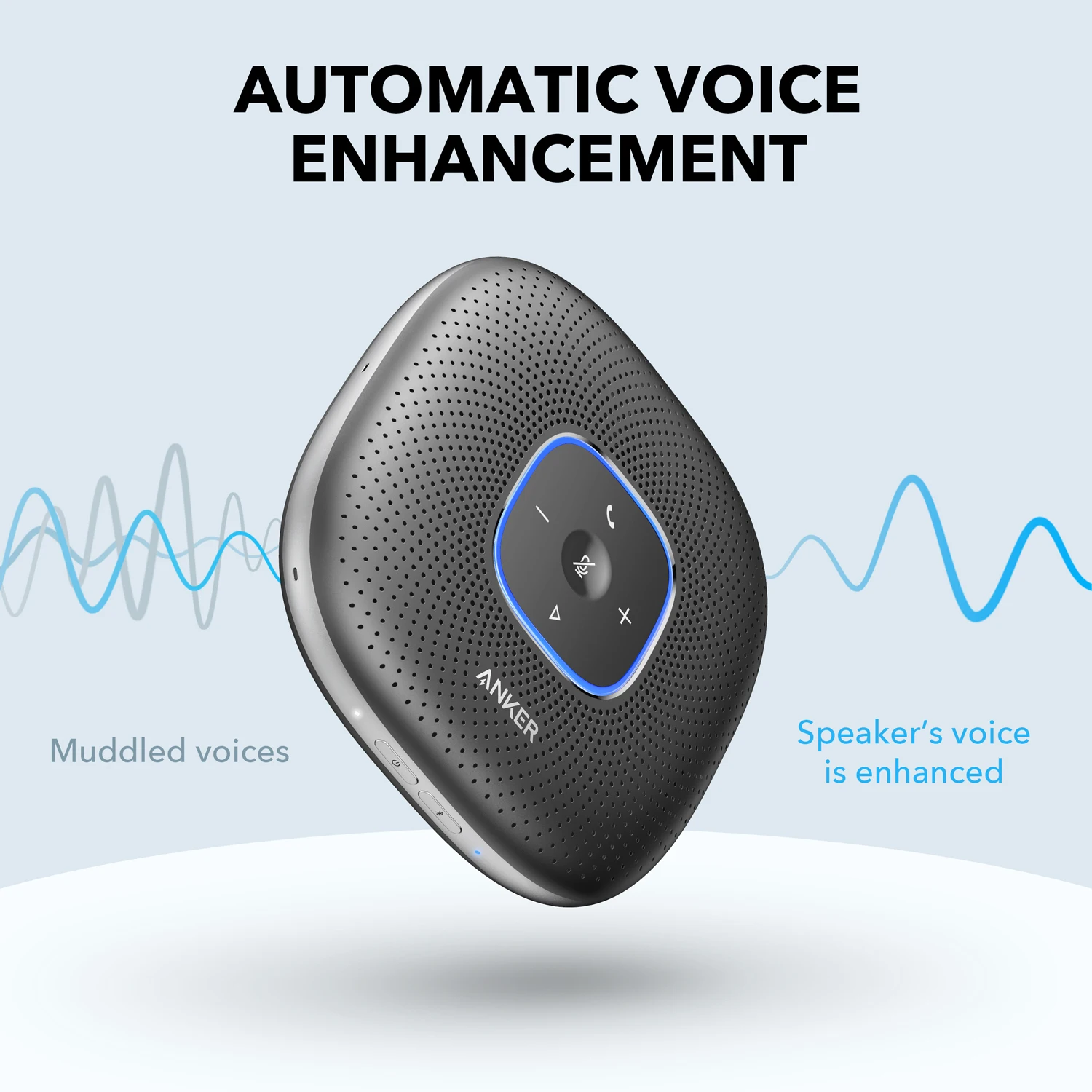 Anker PowerConf+ Bluetooth Speakerphone with Bluetooth Dongle, 6 Mics, Enhanced Voice Pickup, 24H Call Time, Bluetooth 5,