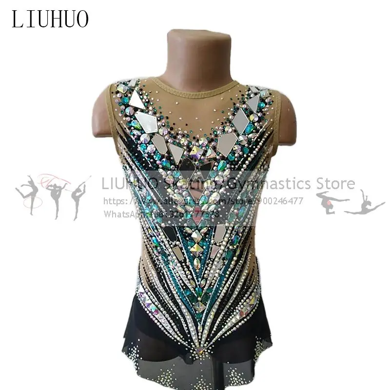 LIUHUO-vestido de patinaje artístico para mujer, leotardo de gimnasia rítmica, leotardo de competición, traje artístico, rendimiento de patinaje sobre hielo