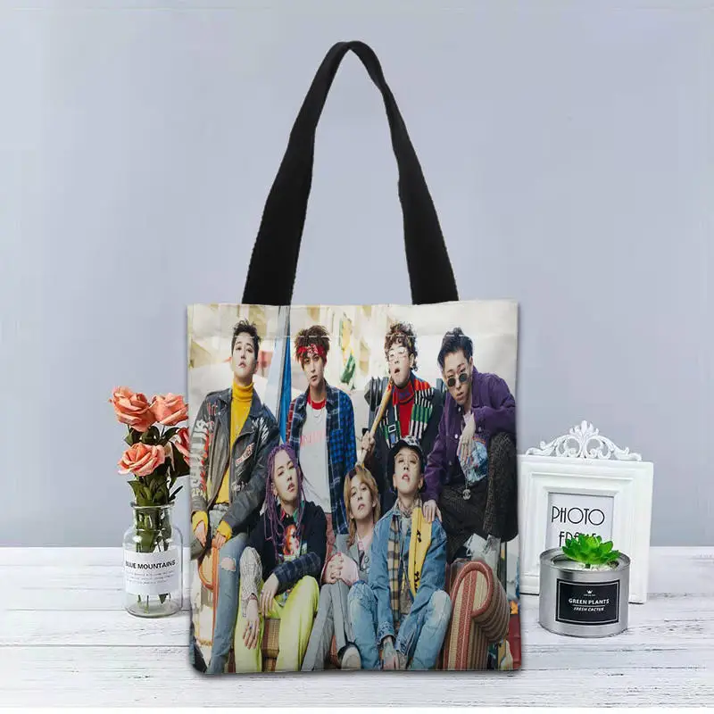 Block B KPOP Handbag Foldable Shopping Bag Reusable Eco Large Unisex Canvas Fabric Shoulder Bags Tote Grocery Cloth Pouch 0519