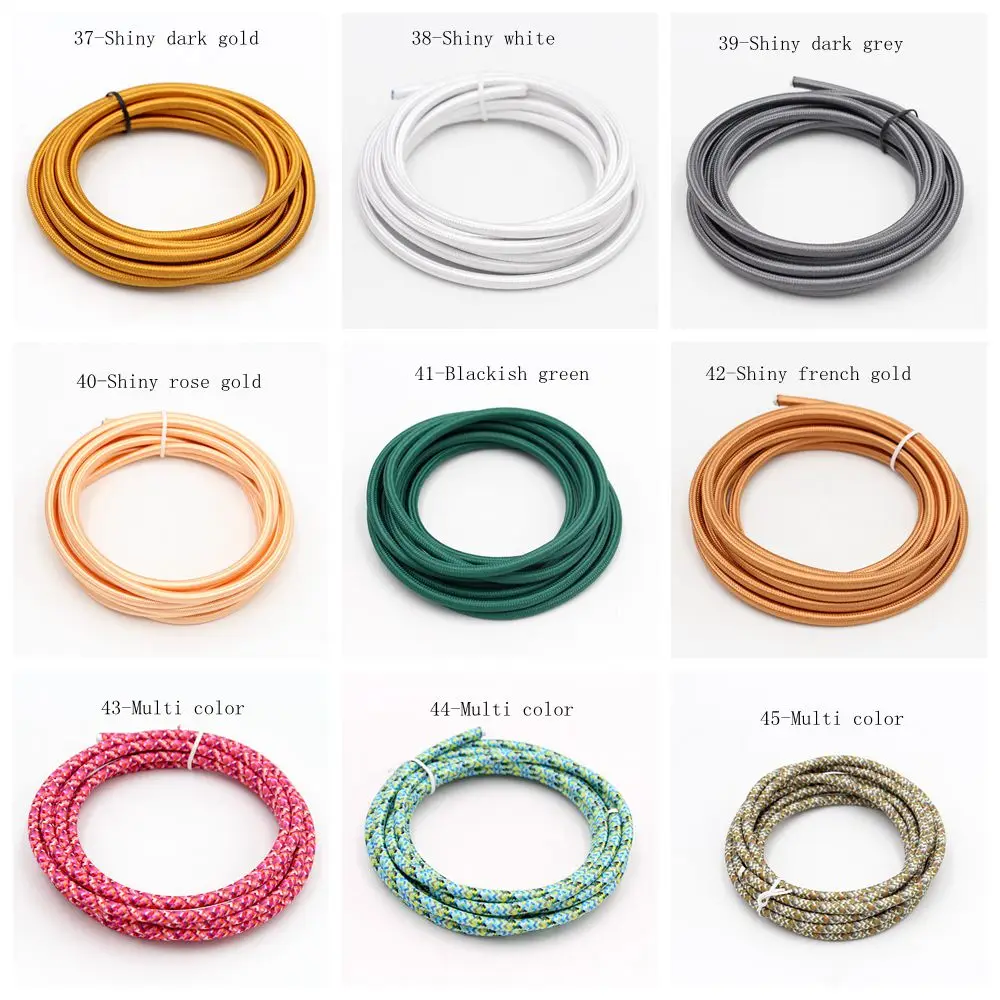 2m 3m 5m 10m VDE 2 Core Vintage Textile Fabric Cable Colorful Woven Braided Cable Flexible Power Cord Electrical Wire