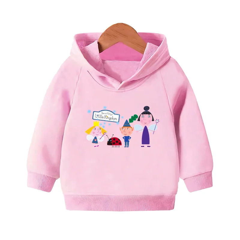 Ben and Holly Kingdom Cartoon Kids Hooded Hoodies Cute Girls Clothes Children Sweatshirts Autumn Baby Pullover Tops,KMT5038