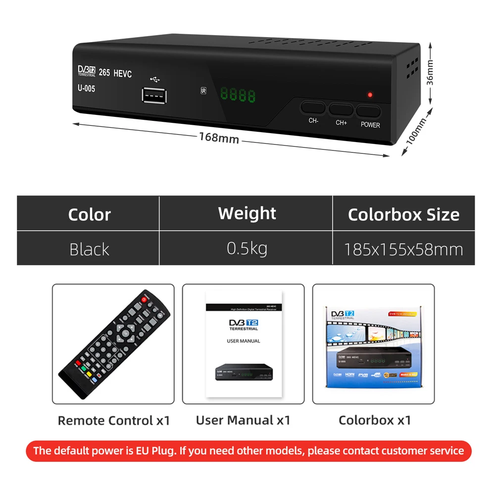 Espagne TDT HD DVB-T2 Hevc/Hdissis TV Récepteur osophlbe Avec DVB-T/MPEG-4/H.264 Dvb T2 Tuner HDMI-Compatible + péritel sortie