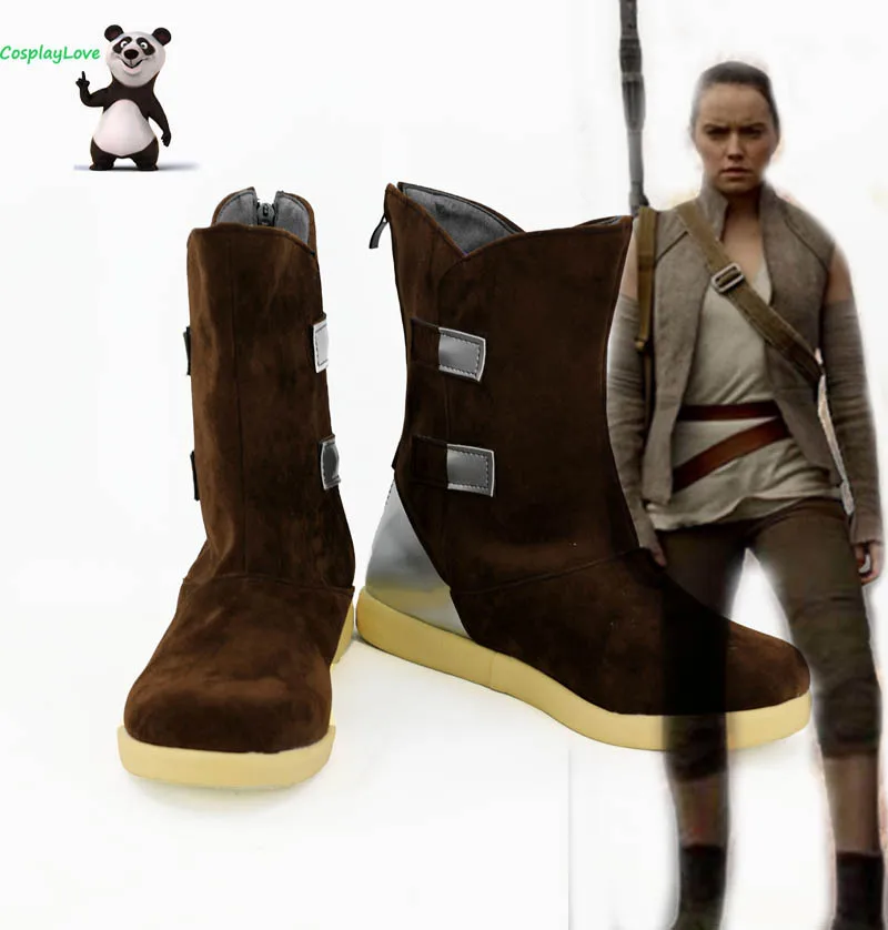 The Last Jedi Rey Brown Shoes Cosplay Long Boots Leather CosplayLove For Halloween