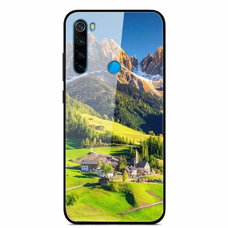 For Xiaomi Redmi Note 8T Case Tempered Glass Cover Print Back Cover Hard Cases For Coque Redmi Note 8 T Note8T Capa Phone Funda
