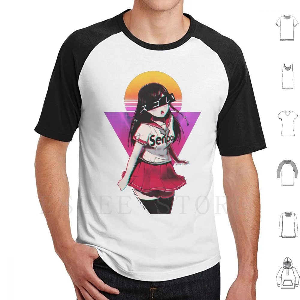 Kawaii Anime Girl-Sugoi Senpai T Shirt Cotton Men DIY Print Senpai Vaporwave Tsundere Manga Anime Yandere Weeb Weeaboo Anime