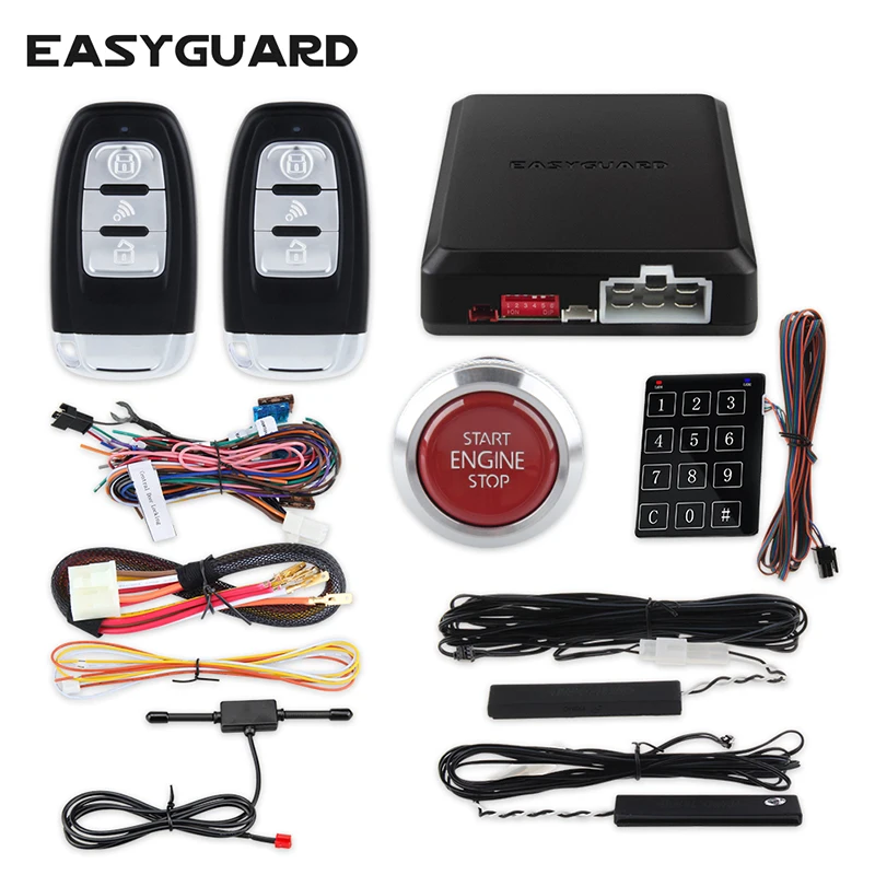 Top Easyguard Car Central Lock Keyless Entry Remote Start Car Alarm System Auto Start Engine Button DC12V