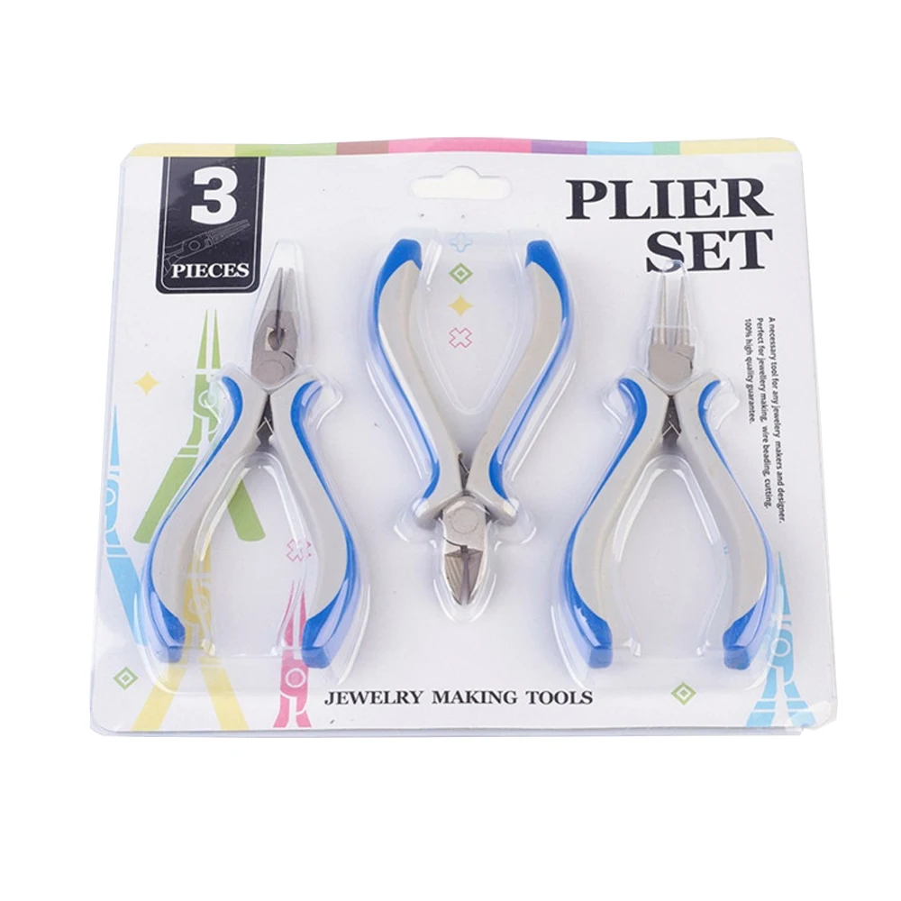 DIY Jewelry Tools Equipment Sets Blue Plier Sets Round Nose Side Cutting Pliers and Wire Cutters jewellery making tools F70