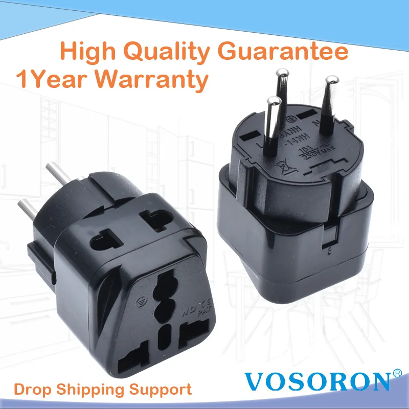 ISRAEL Travel Adapter 2 Way Outlet Power Plug Change AU/ US/EU/UK to Israeli 3 Pin Grounded Plug Adaptor WT 10A 250V