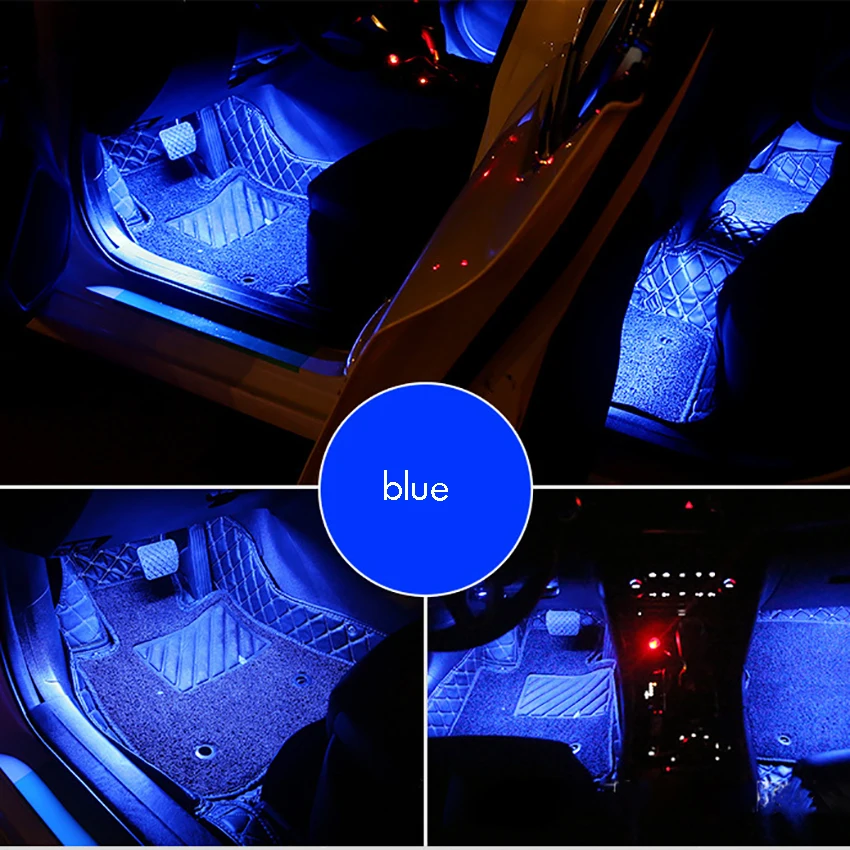 7色rgb 48 LED室内装飾ストリップライト,ムードライト,ワイヤレスリモコン,車の充電器,室内灯