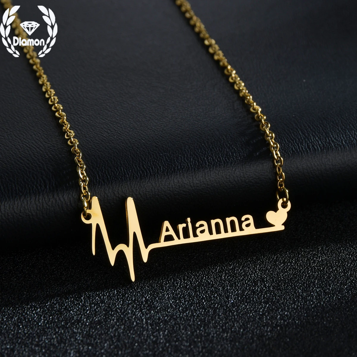 

Personalized Customized Name Date Stainless Steel Heartbeat Letter Gold Color Choker Pendant Nameplate Birthday Gift For Women