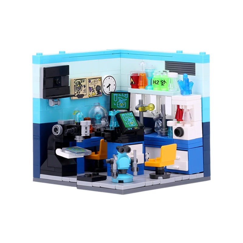 Blocs de construction de scène de maison de ville urbaine, scène d'occupation de travail, peintre/musicien/docteur/astroniste, jouets en briques avec figurines