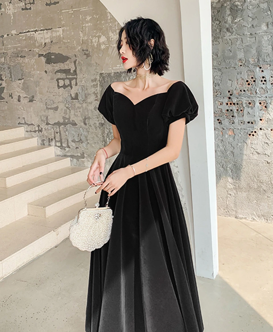 Robe de soirée longue en velours noir pour femmes, tenue de soirée élégante, épaules dénudées, bordeaux, 2020