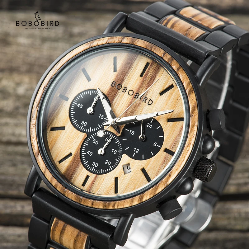 

Relogio Masculino BOBOBIRD Watch Men Business Wristwatches Date Show Chronograph Timepieces erkek kol saati In Gift Box P09-1