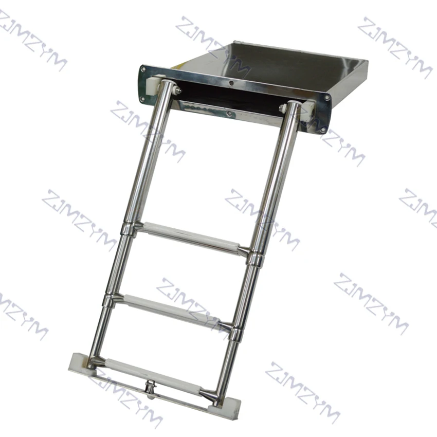 Escalera telescópica ajustable de acero inoxidable para barco, escalera de 3 secciones de 890MM, antideslizante, tipo caja de GM-HW-L0401