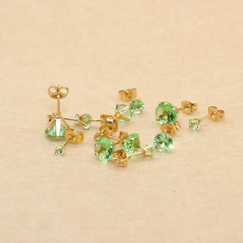 20 Farben, 3 mm, AAA-Qualität, runde, farbenfrohe Zirkonia-Ohrstecker, Edelstahlnadel, hypoallergener Schmuck. – Detail 7