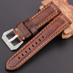 Genuine Leather Watch Band 20mm 22mm 24mm  Dark Brown Unisex Strap for Men and Women