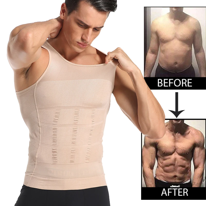 Be-In-Shape Men Slimming Body Shaper Waist Trainer Vest Tummy Control Posture Shirt Back Correction Abdomen Tank Top Shaperwear