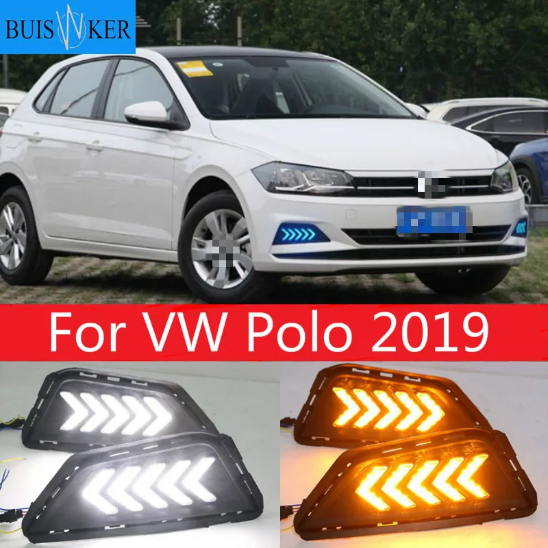 

3 Color LED DRL Day Light for VW Polo 2019+ Daytime Running Light 3Y Driving Lamp with Dynamic Turn Signal + Blue Mode