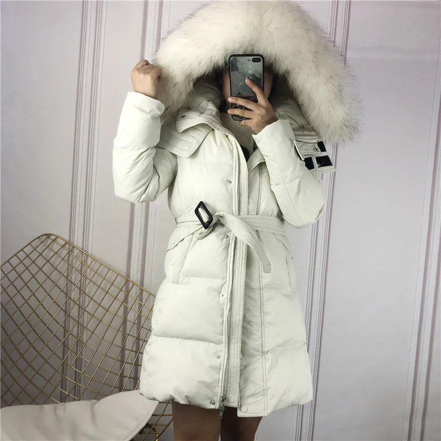 Cappotto invernale donna 90% piumino d'anatra donna coreano caldo vera pelliccia di procione con cappuccio Parka Doudoune Femme Hiver LW2010