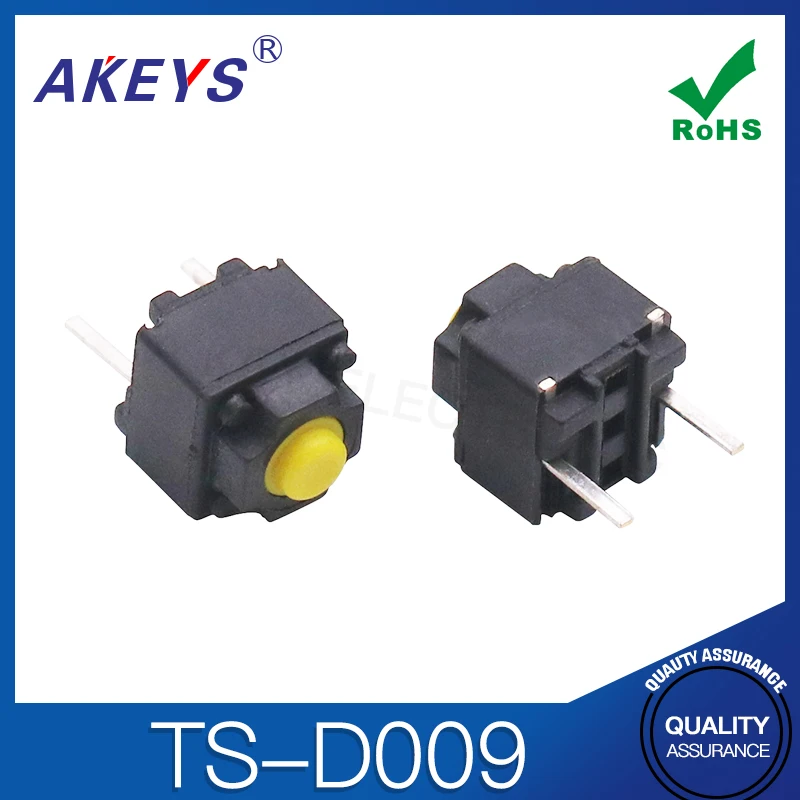 TS-E009 touch switch 6 * 6 middle two pin mouse accessories yellow round head micro button connector in-line short pin