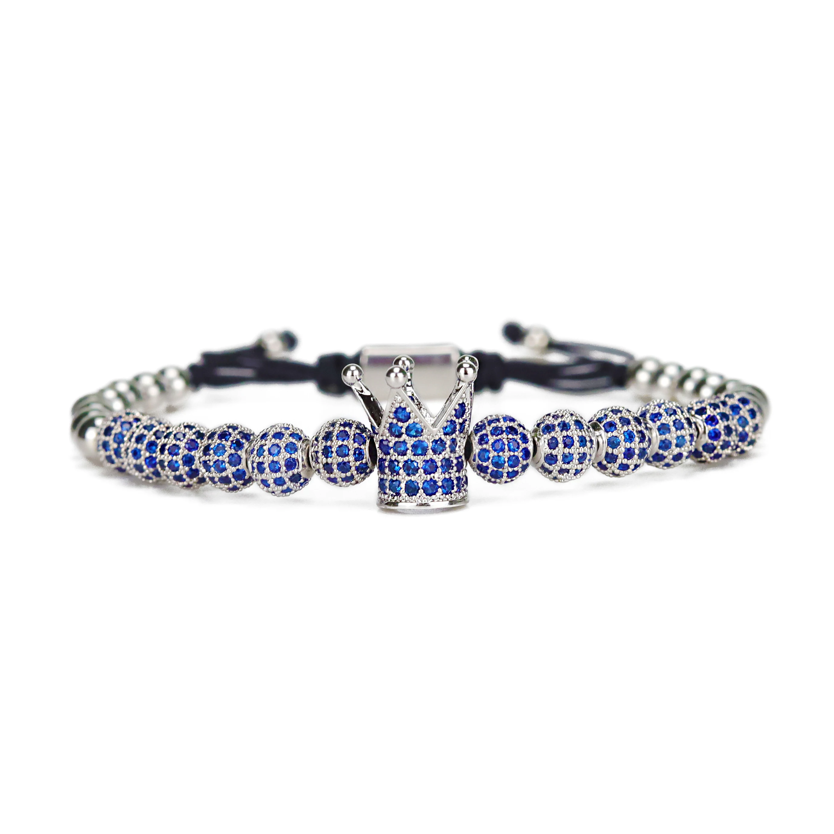 New Arrival Blue CZ Ghost Series Luxury Men Bracelet King Crown Charms Beads Handmade Men's Bracelets & Bangles For Men Jewelry