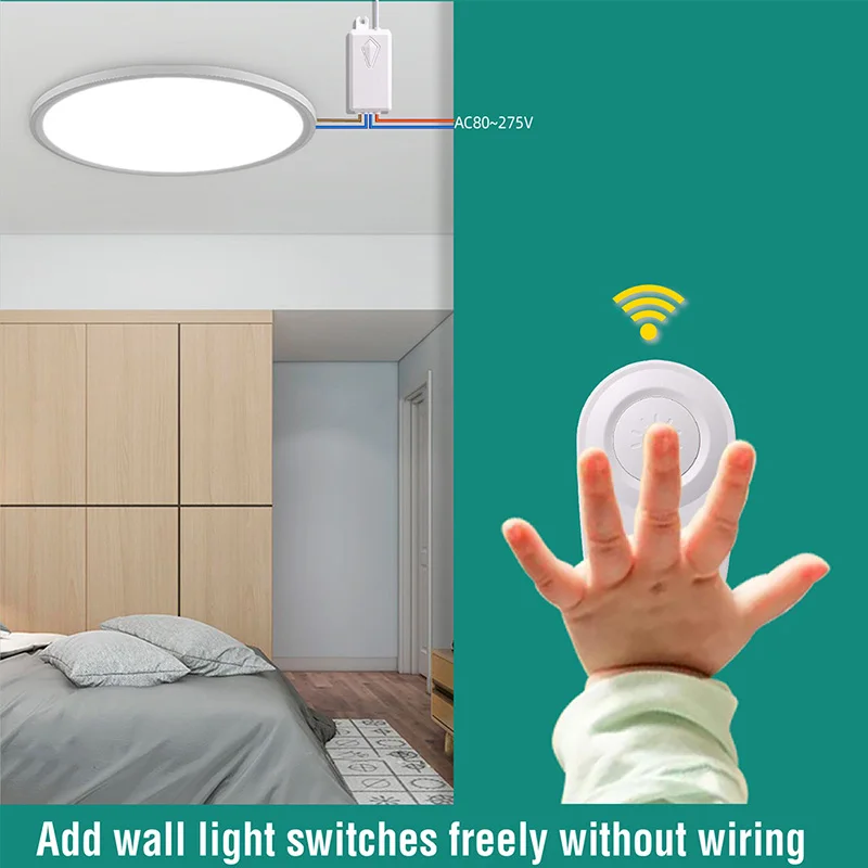 Waterproof Wireless Switch Wiring-free Remote Control Light Switch for Hotel Home 433M Wall Push-button Switches