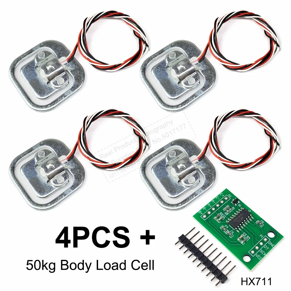 4PCS 50kg Human Scale Load Cell Weight Sensor + HX711 AD Module Body Load Cell Weighing Pressure Sensor Measurement Tools