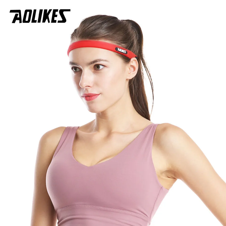 AOLIKES Elastic Head Sweatband Soft Silicone Running Yoga Cycling Sweat Band For Men Women Fitness Basketball Tennis Headband