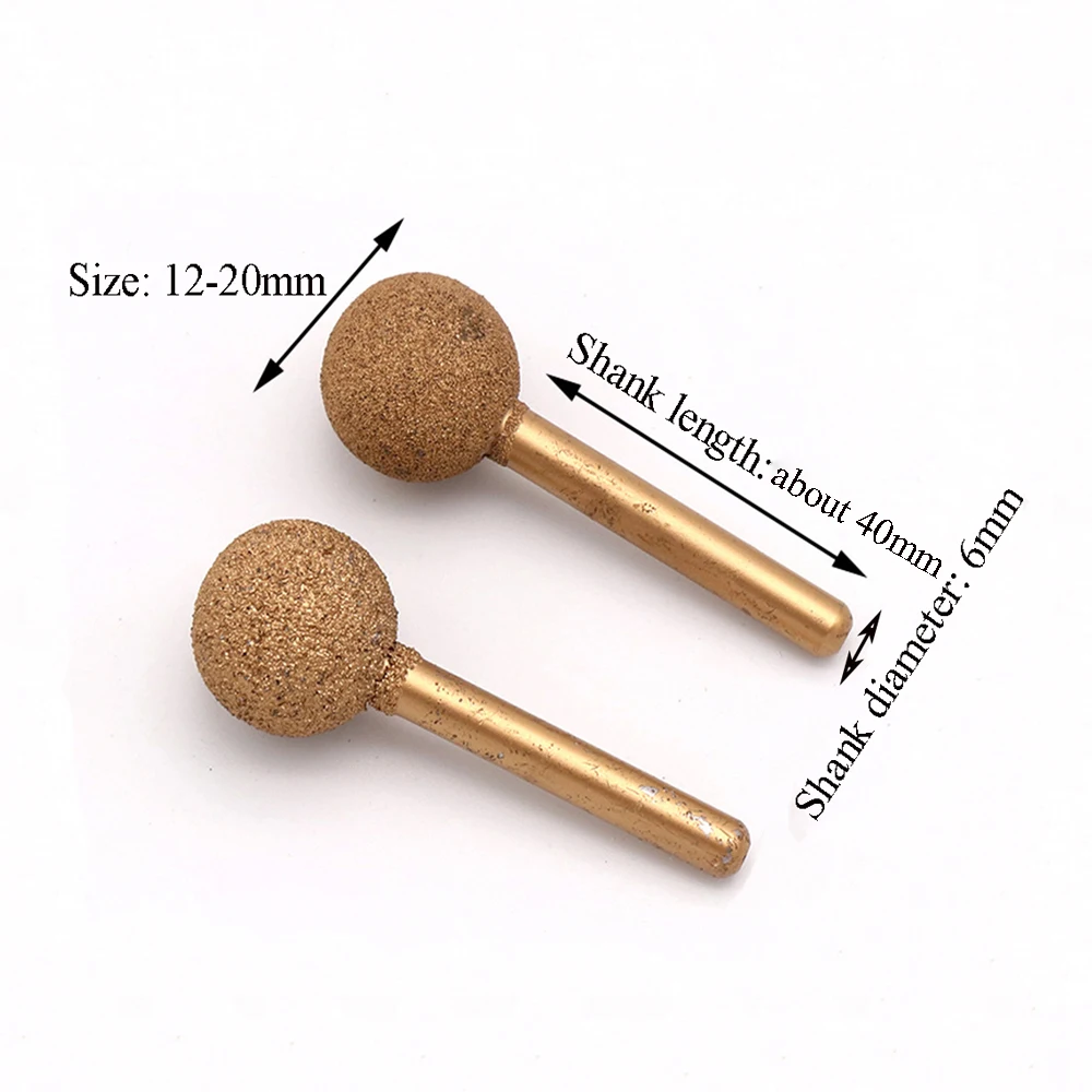 1PCS 12-25mm Ball เพชร Burr แกะสลักบิต 1/4 ''Shank หยาบ/เครื่องบดละเอียด