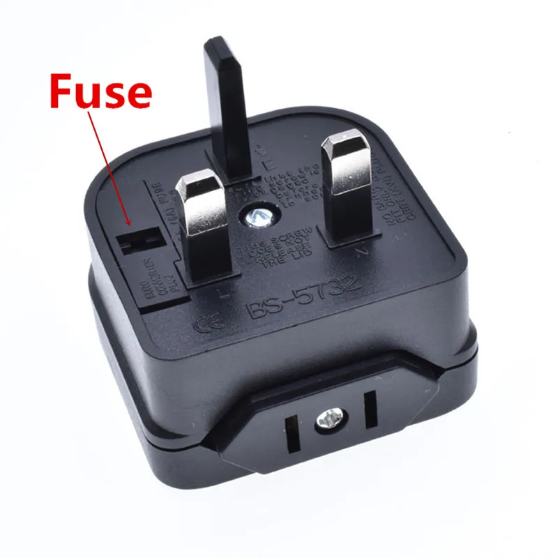 High Quality UK Converter With Fuse, US/Janpan/China 2 Flat Parallel Pin Plug To Singapore Malaysia Hongkong Socket Power Adapte