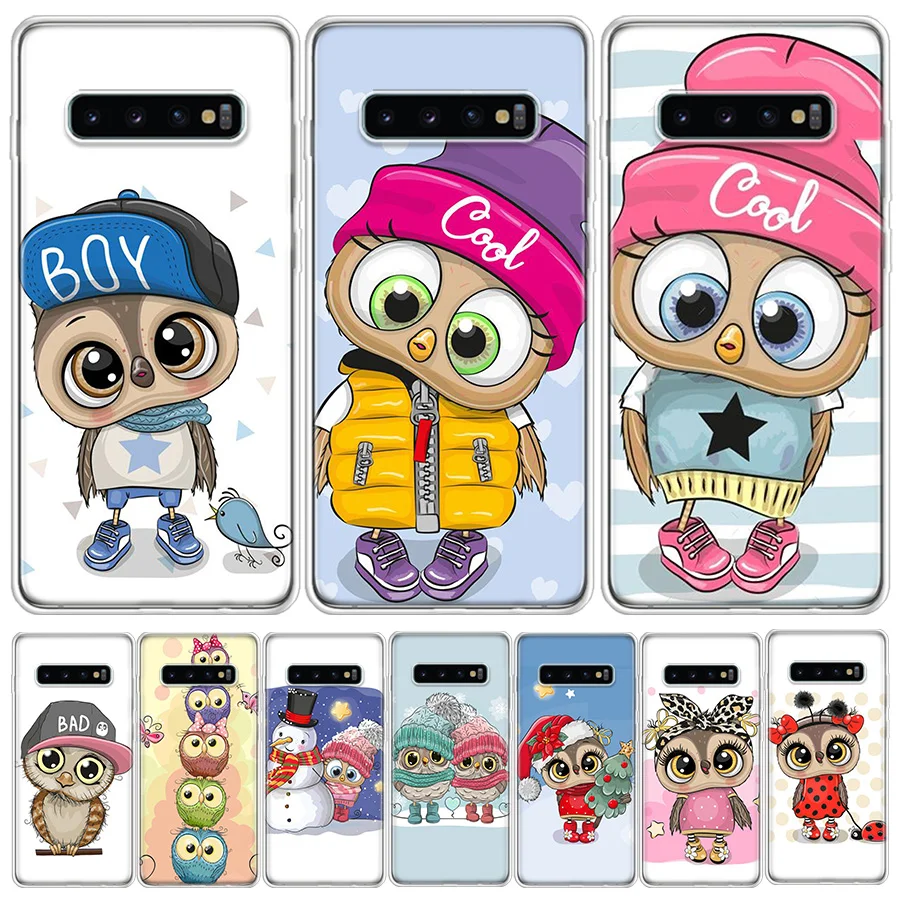 Baby Cute Owl Lover Cartoon Candy Phone Case For Samsung Note 20 Ultra 10 Lite 9 8 Galaxy A9 A8 A7 A6 J8 J6 J4 Plus A90 5G A80 A