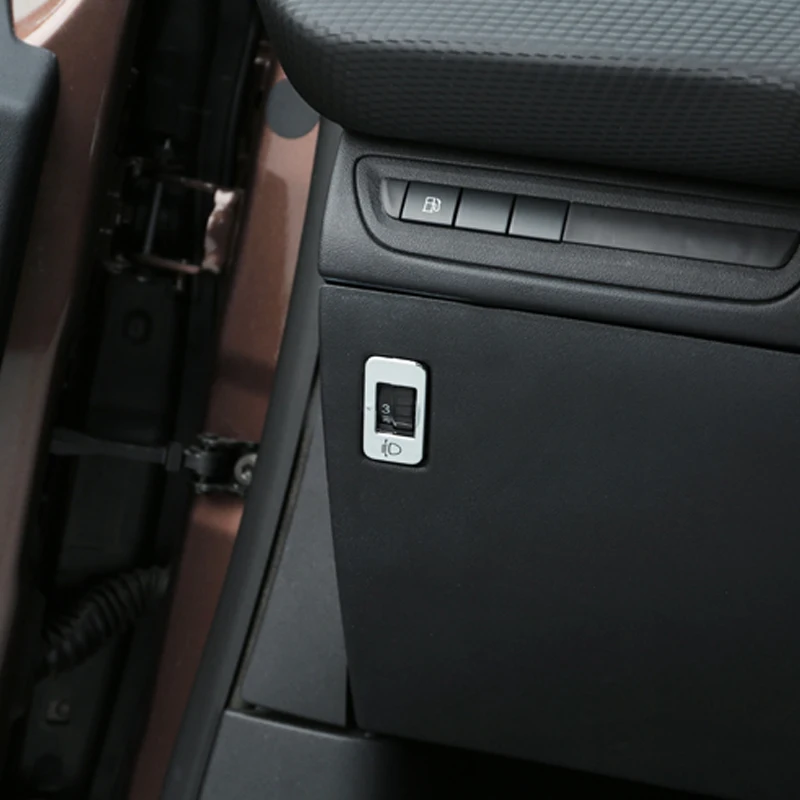 A Little Change ABS Car Lights Chrome Adjust Switch Sticker Headlight Adjust Switch Decoration Trim for Peugeot 208 2008 3008