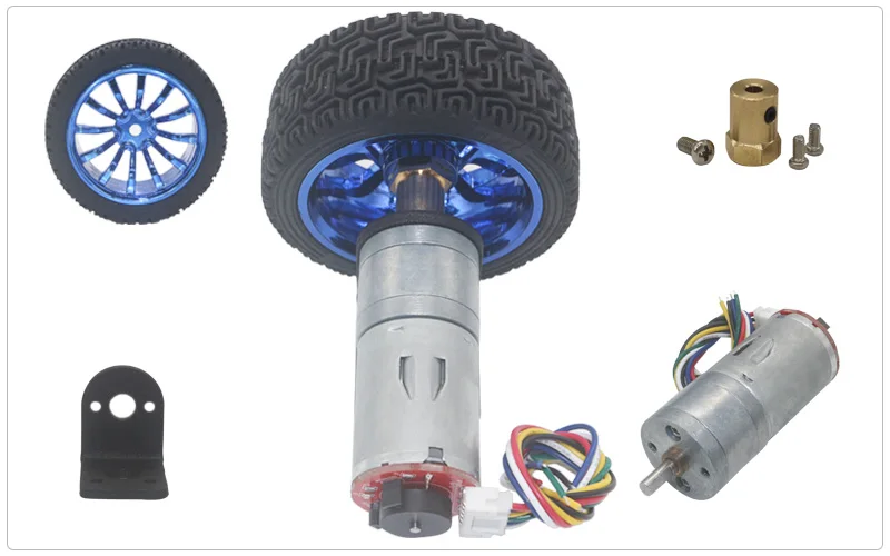 Motorreductor DC 12V con Codificador Magnético, Soporte de Montaje 65mm