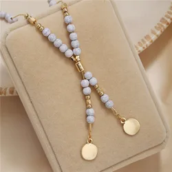 Bohemian Long Chain Necklace Handmade Green White Turquoise Stone Beads Necklaces for Women Coin Pendant Necklace Party Jewelry