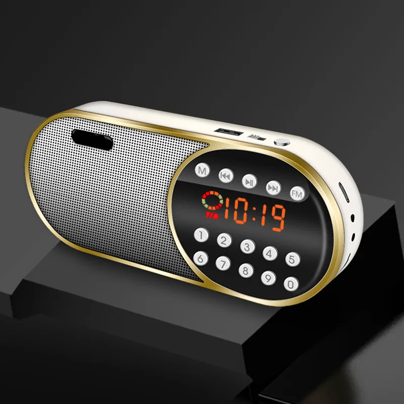 

Цифровые часы fm-радио звук TF карта u-диск гарнитура разъем освещение динамиков музыкальный плеер встроенный литиевый аккумулятор Портативные радиостанции