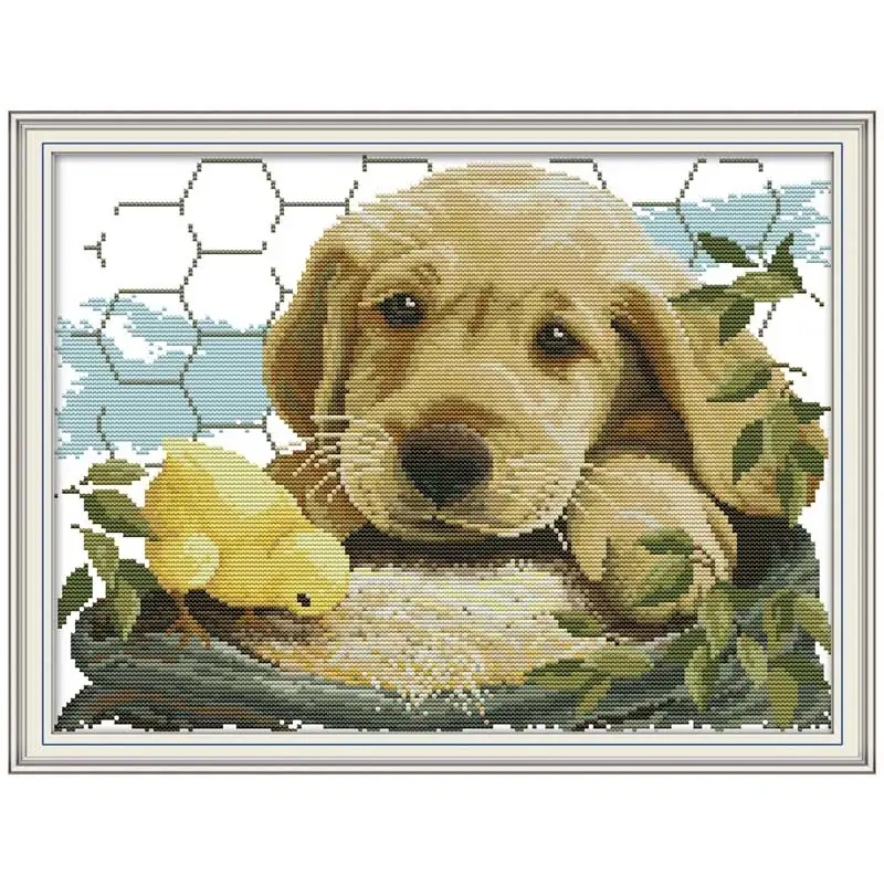 Dog Love Patterns Counted Cross Stitch Set DIY 11CT 14CT 16CT Stamped DMC Cross-stitch Kit Embroidery Needlework Home Decor