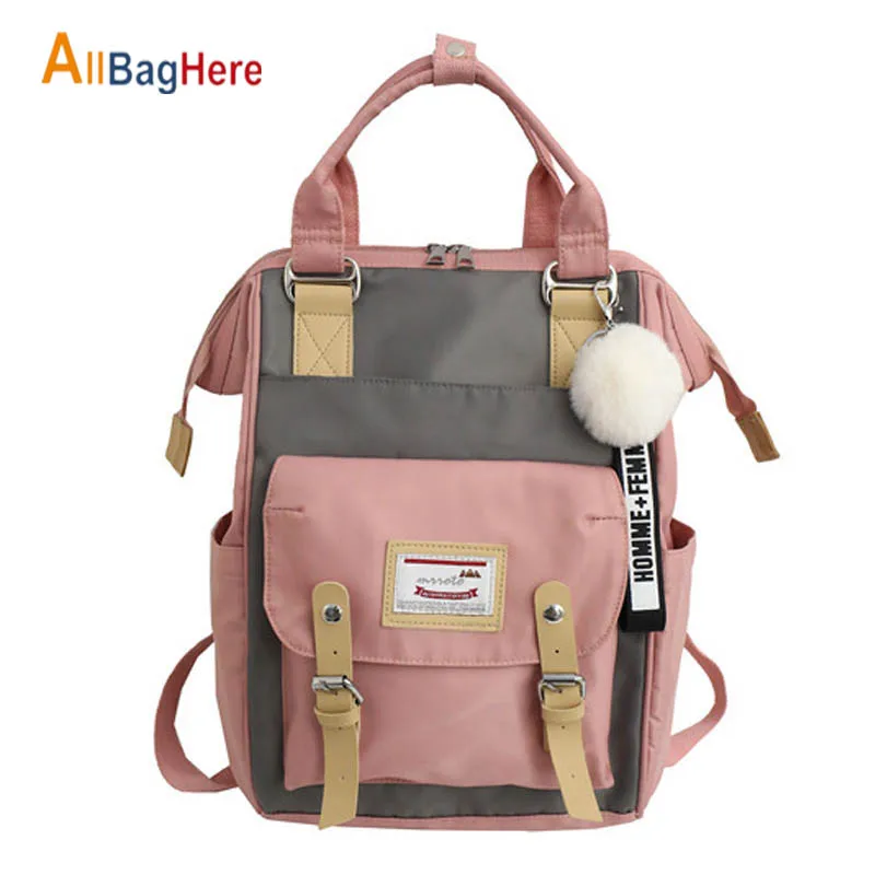 High Quality Nylon Travel Backpack Women Waterproof School Bags For Teenageer Girl Fashion Pink Large Capacity Students Rucksack