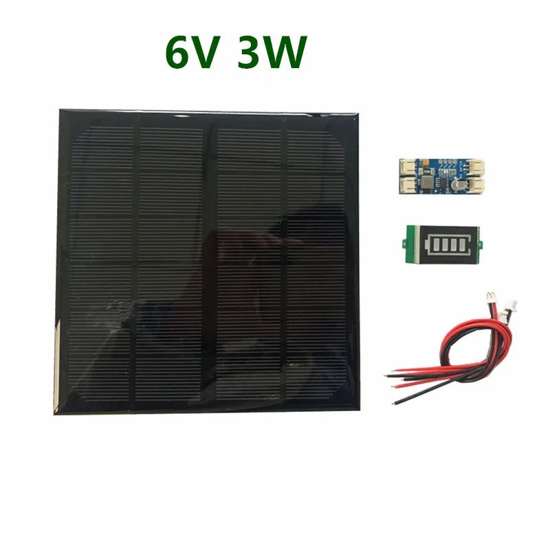 Panel Solar con cargador de batería Solar min con pantalla de batería, KIT de bricolaje, Cable PH 4,5, 6V, 3W, 4,2 W, 6W, 10W, 9V, 2W, 2,0 W, 12V, 2W