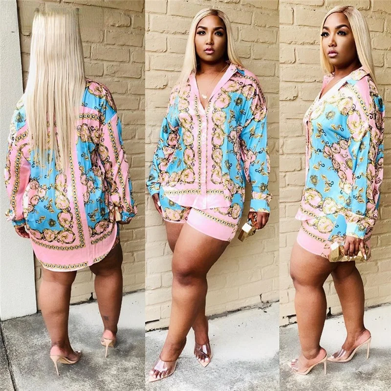 2020 Summer New Sexy Print Club Birthday Outfits Geometric Elements Print Two Piece Set Colorfu