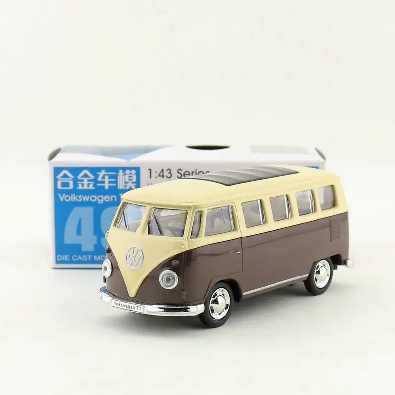 Diecast Metal Toy Model 1:38 Scale Volkswagen Type 1 Classical T1 Bus Car Pull Back Educational Collection Gift kid Match Box