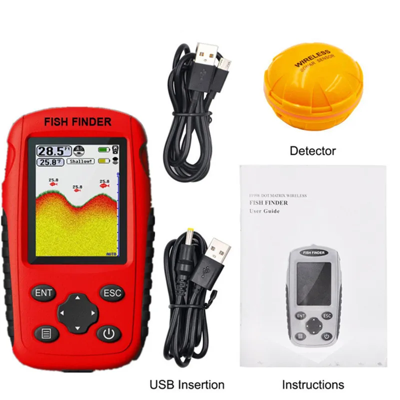 Display Portable fish finder Wireless Sonar Sensor sounder Alarm Fish finder 50m Depth 200M Support For Fishing Bait Boat Parts
