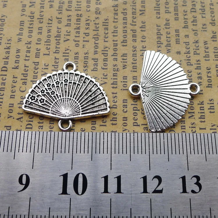 10pcs/Lot 20x24mm Antique Silver Color Folding Fan Charms Pendant For Jewelry Making DIY Jewelry Findings