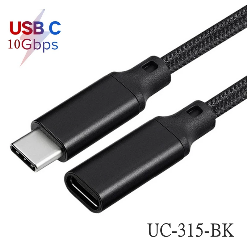 10 gb/s Gen2 USB typu C 3.1 męski na USB-C żeński przedłużacz danych 100W ładowania przedłużacz do przewodów przewód odwracalny projekt 0.2m 1 m 2m